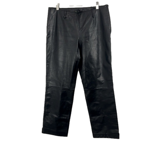 Danier Black Leather Straight Leg Pants
